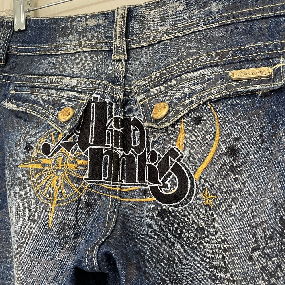 Akademiks Low Rise Boot Cut Jeans Embellished Lace Flap Pocket Women’s Size 28 - Picture 7 of 16